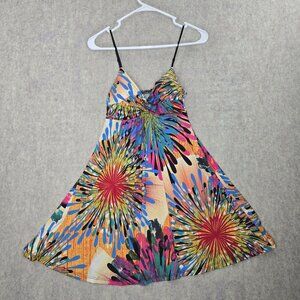 Body Central Women Sundress Multicolor Abstract Fireworks S Lightweight Flowy